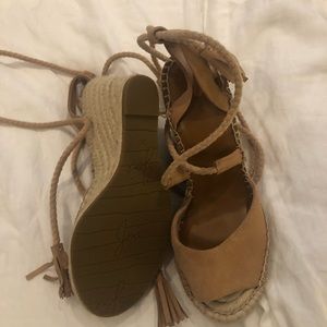 JOIE tan suede wedge sandals size 6/36